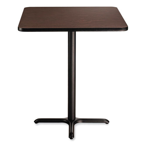 Cafe Table, 36w X 36d X 42h, Square Top/x-base, Mahogany Top, Black Base