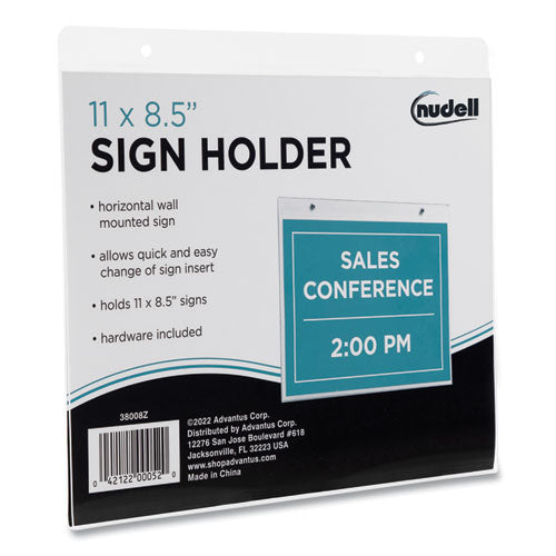 Clear Plastic Horizontal-orientation Wall Sign Holder With Mounting Screws, Quick-change Insert System, 11 X 8.5 Insert