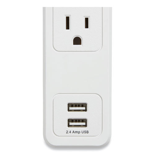 Surge Protector, 4 Ac Outlets/2 Usb Ports, 3 Ft Cord, 600 J, White