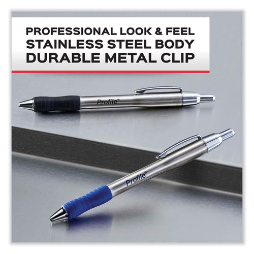 Profile Ballpoint Pen, Retractable, Medium 1 Mm, Blue Ink, Blue/silver Barrel, 2/pack