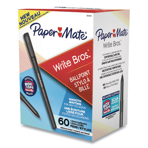 Write Bros. Ballpoint Pen Value Pack, Stick, Medium 1 Mm, Black Ink, Black Barrel, 60/pack