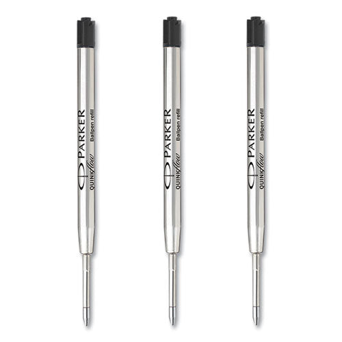 Quinkflow Refill For Parker Ballpoint Pen, Medium Tip, Black Ink, 3/pack