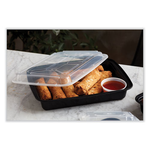 Newspring Versatainer Microwavable Containers, Rectangular, 58 Oz, 8.5 X 11.5 X 2.5, Black/clear, Plastic, 150/carton