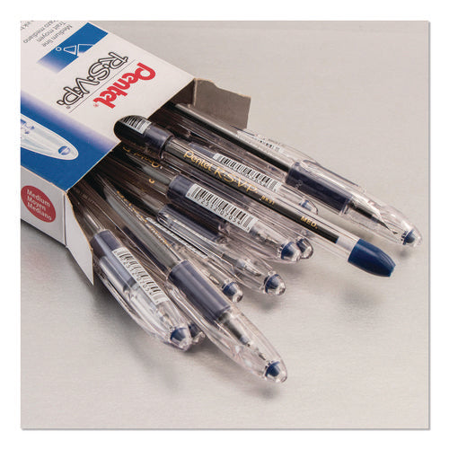 R.s.v.p. Ballpoint Pen, Stick, Medium 1 Mm, Blue Ink, Clear/blue Barrel, Dozen