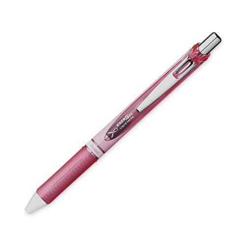 Energel Rtx Gel Pen, Breast Cancer Awareness, Retractable, Medium 0.7 Mm, Black Ink, Pink/silver Barrel, 3/pack