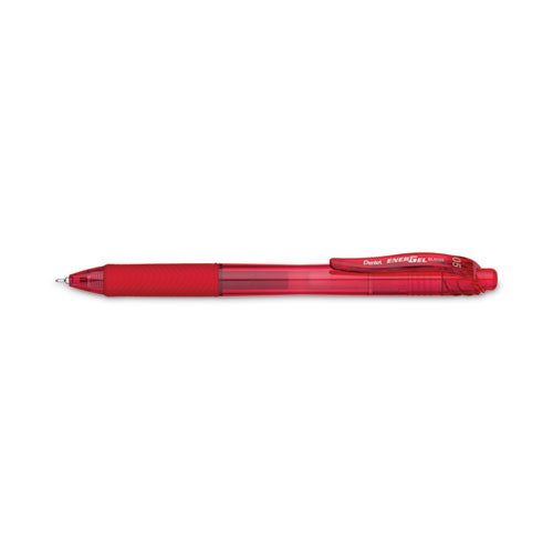 Energel-x Gel Pen, Retractable, Fine 0.5 Mm Needle Tip, Red Ink, Translucent Red/red Barrel, Dozen