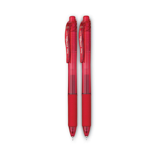 Energel-x Gel Pen, Retractable, Fine 0.5 Mm Needle Tip, Red Ink, Translucent Red/red Barrel, Dozen