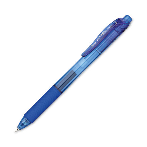 Energel-x Gel Pen, Retractable, Fine 0.5 Mm Needle Tip, Blue Ink, Translucent Blue/blue Barrel, Dozen