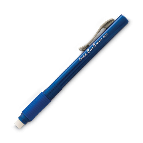 Clic Eraser Grip Eraser, For Pencil Marks, White Eraser, Blue Barrel