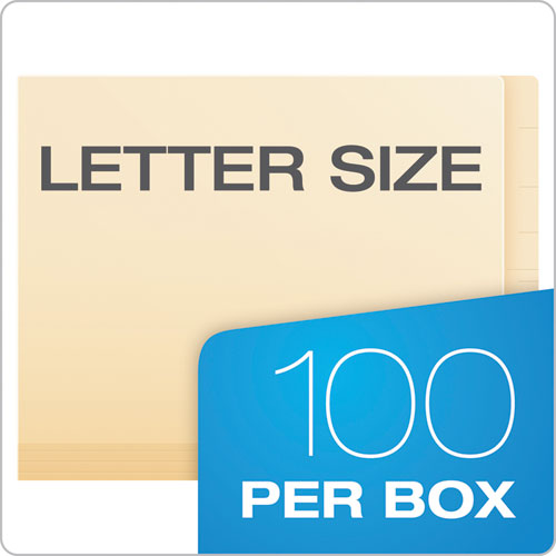 Manila Laminated Spine Shelf File Folders, Straight Tabs, Letter Size, Manila, 100/box