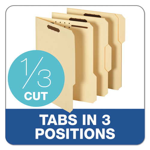 Top Tab Fastener Folder, 0.75" Expansion, 2 Fasteners, Letter Size, Manila Exterior, 50/box