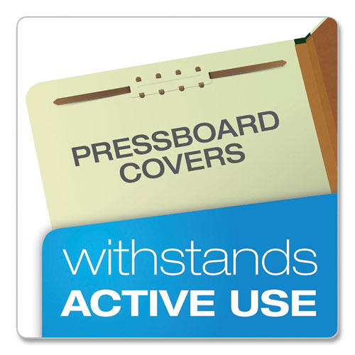 Six-section Pressboard Classification Folders, 2" Expansion, 2 Dividers, 6 Fasteners, Letter Size, Green Exterior, 10/box