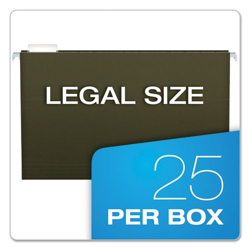 Extra Capacity Reinforced Hanging File Folders With Box Bottom, 4" Capacity, Legal Size, 1/5-cut Tabs, Green, 25/box