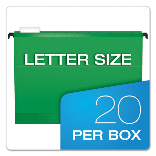 Surehook Hanging Folders, Letter Size, 1/5-cut Tabs, Bright Green, 20/box