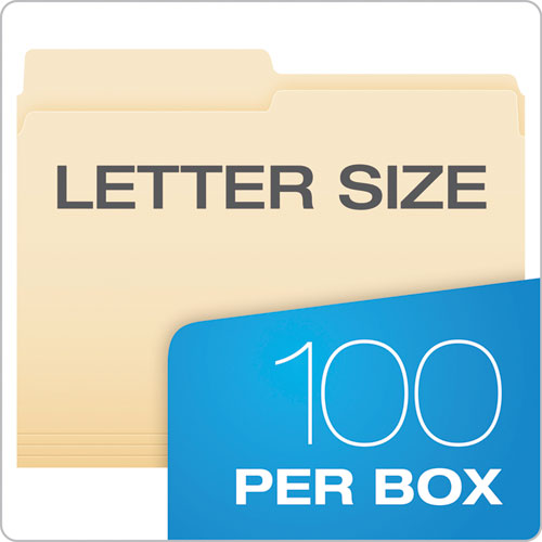 Manila File Folders, 1/2-cut Tabs: Assorted, Letter Size, 0.75" Expansion, Manila, 100/box