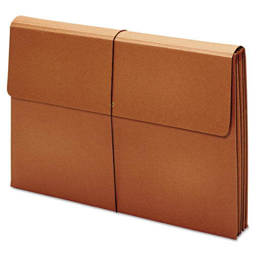 Expanding Wallet, 3.5" Expansion, 1 Section, Elastic Cord Closure, Tabloid Size, Brown