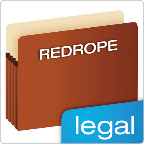 Pocket File, 5.25" Expansion, Legal Size, Red Fiber