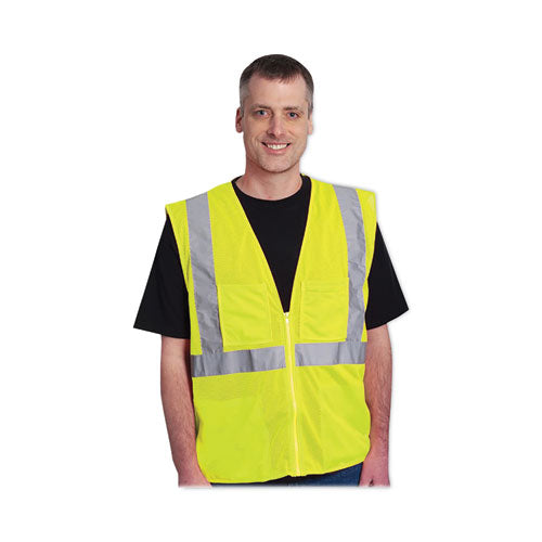 Ansi Class 2 Hook And Loop Safety Vest, 2x-large, Hi-viz Lime Yellow