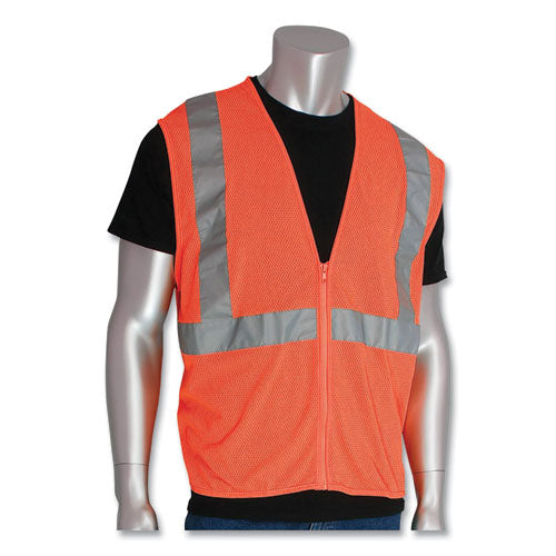 Zipper Safety Vest, 2x-large, Hi-viz Orange