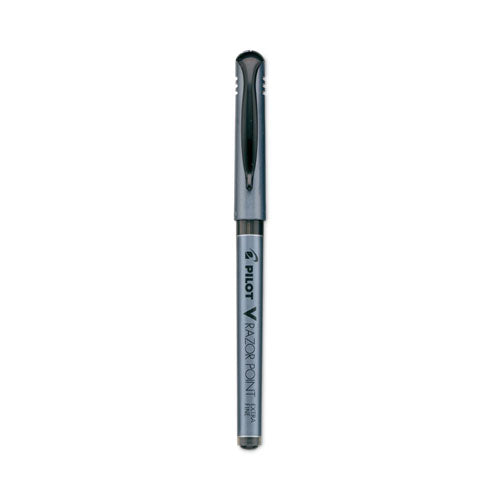 V Razor Point Liquid Ink Porous Point Pen, Stick, Extra-fine 0.5 Mm, Black Ink, Gray/smoke Barrel, Dozen