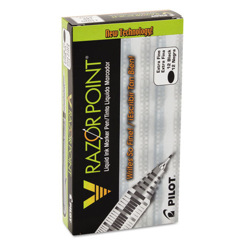 V Razor Point Liquid Ink Porous Point Pen, Stick, Extra-fine 0.5 Mm, Black Ink, Gray/smoke Barrel, Dozen