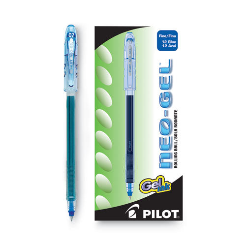 Neo-gel Gel Pen, Stick, Fine 0.7 Mm, Blue Ink, Translucent Blue Barrel, Dozen