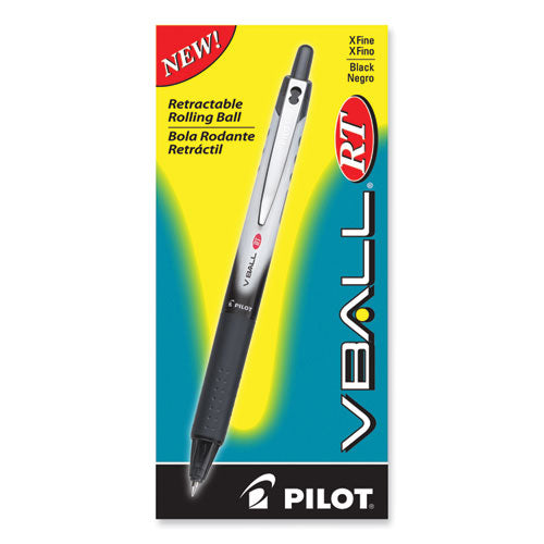 Vball Rt Liquid Ink Roller Ball Pen, Retractable, Extra-fine 0.5 Mm, Black Ink, Black/white Barrel