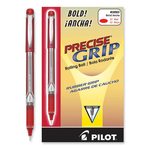 Precise Grip Roller Ball Pen, Stick, Bold 1 Mm, Red Ink, Red Barrel