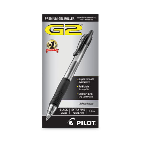 G2 Premium Gel Pen, Retractable, Extra-fine 0.5 Mm, Black Ink, Smoke/black Barrel, Dozen