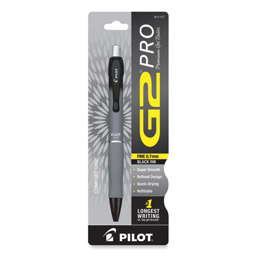 G2 Pro Gel Pen, Retractable, Fine 0.7 Mm, Black Ink, Gray Barrel