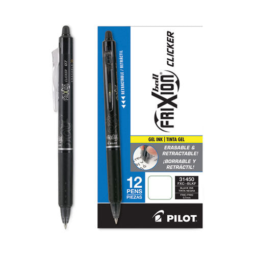 Frixion Clicker Erasable Gel Pen, Retractable, Fine 0.7 Mm, Black Ink, Black Barrel