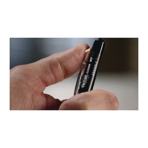 Frixion Ball Clicker Erasable Gel Pen, Retractable, Fine 0.7 Mm, Black Ink And Barrel, 2/pack