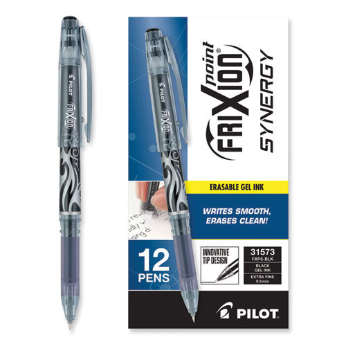 Frixion Point Erasable Gel Pen, Stick, Extra-fine 0.5 Mm, Black Ink, Black/silver/smoke Barrel