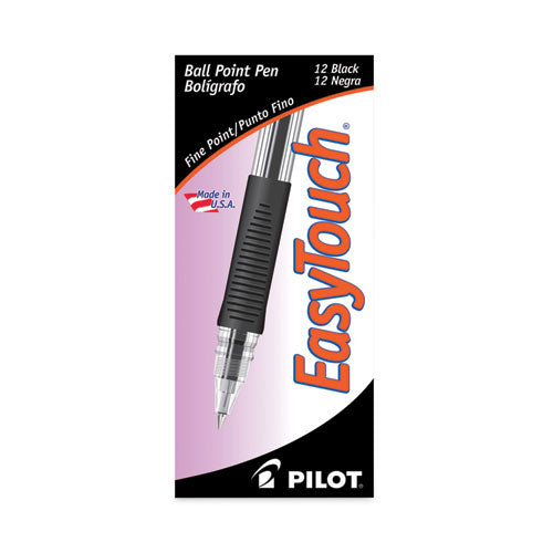 Easytouch Ballpoint Pen, Stick, Fine 0.7 Mm, Black Ink, Clear/black Barrel, Dozen