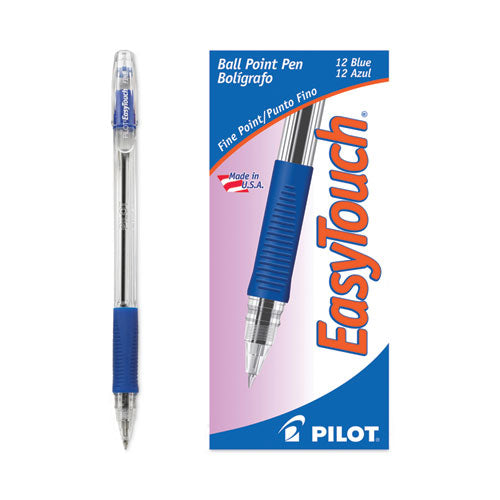 Easytouch Ballpoint Pen, Stick, Fine 0.7 Mm, Blue Ink, Clear/blue Barrel, Dozen