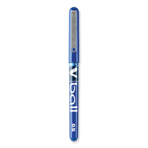 Vball Liquid Ink Roller Ball Pen, Stick, Extra-fine 0.5 Mm, Blue Ink, Blue/clear Barrel, Dozen