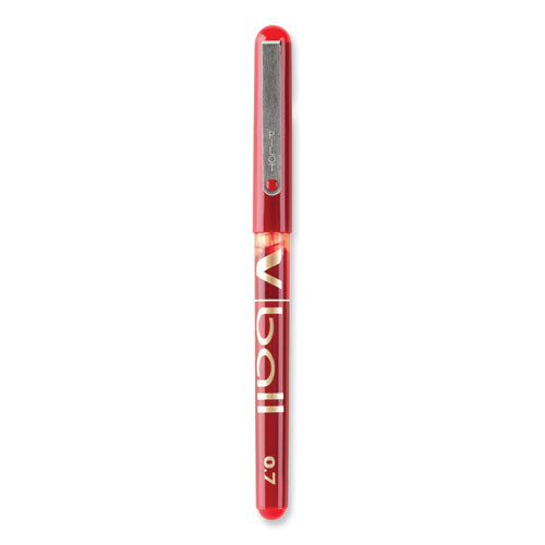 Vball Liquid Ink Roller Ball Pen, Stick, Extra-fine 0.5 Mm, Red Ink, Red/clear Barrel, Dozen