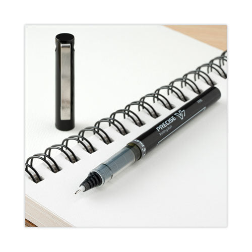 Precise V7 Roller Ball Pen, Stick, Fine 0.7 Mm, Black Ink, Black/clear Barrel, Dozen