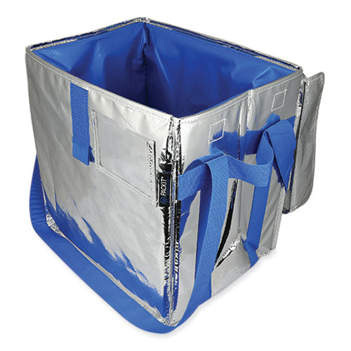 Fresh Eco Freeze Tote, (2) Blue Nylon Shoulder Straps, (2) Blue Nylon Strap Handles, 13.5" X 9" X 13", Silver/blue, 4/carton