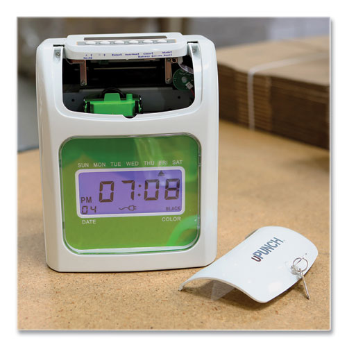 Hn1500 Electronic Non-calculating Time Clock Bundle, Lcd Display, Beige/green