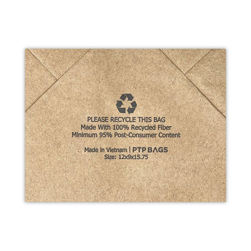 Kraft Paper Bags, Natural Twisted-paper Handles, Regal Size, 12" X 9" X 15.75", Natural, 200/carton