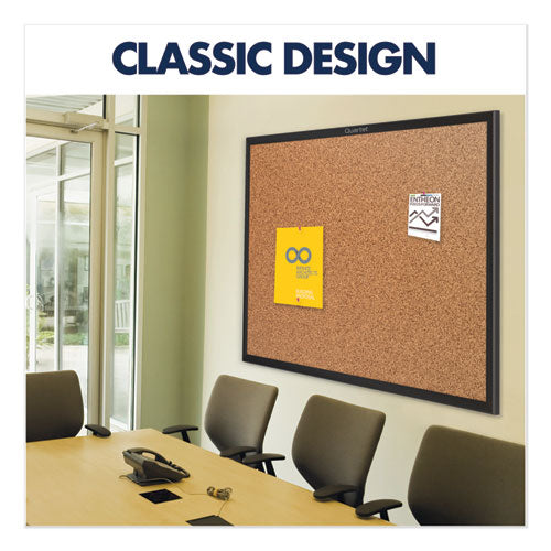 Classic Series Cork Bulletin Board, 24" X 18", Tan Surface, Black Aluminum Frame