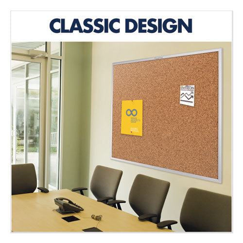 Classic Series Cork Bulletin Board, 24" X 18", Tan Surface, Anodized Aluminum Frame