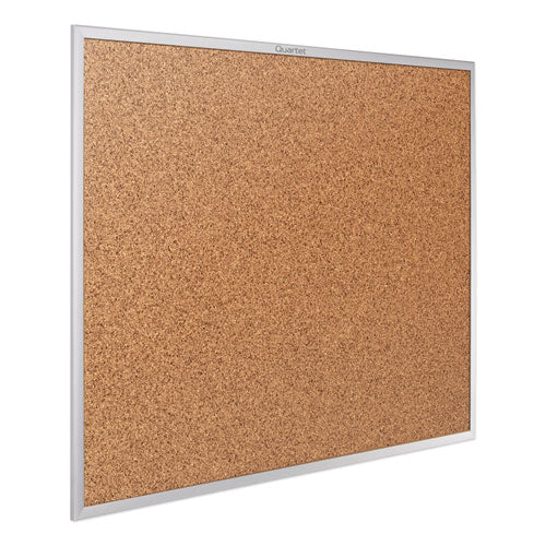 Classic Series Cork Bulletin Board, 24" X 18", Tan Surface, Anodized Aluminum Frame