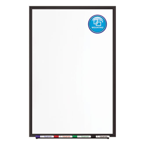 Classic Series Porcelain Magnetic Dry Erase Board, 36" X 24", White Surface, Black Aluminum Frame