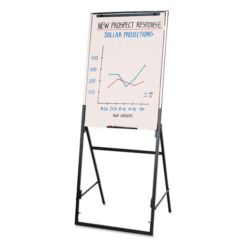 Futura Dry Erase Presentation Easel, 26" X 35", White Surface, Black Steel Frame