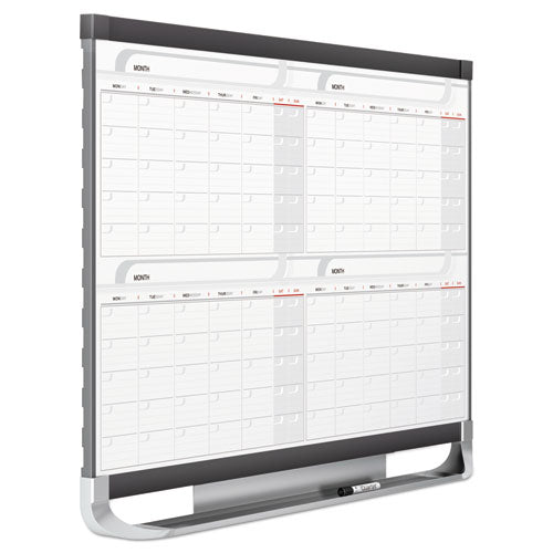 Prestige 2 Magnetic Total Erase Four-month Calendar, 36" X 24", White Surface, Graphite Gray Fiberboard/plastic Frame