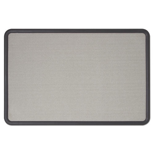 Contour Fabric Bulletin Board, 36" X 24", Gray Surface, Black Plastic Frame