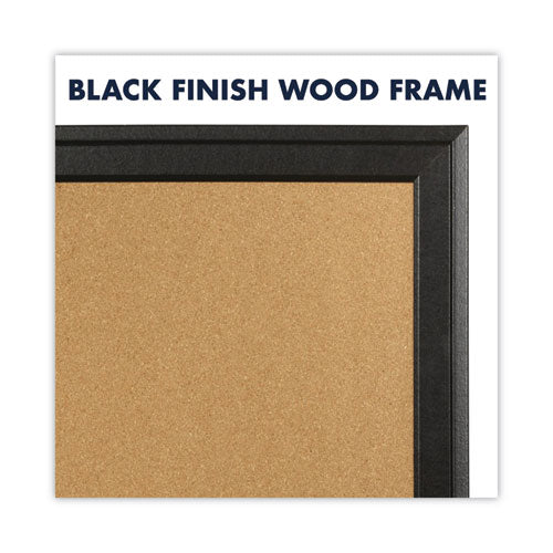 Cork Bulletin Board With Black Frame, 23" X 17", Tan Surface, Black Fiberboard (mdf) Frame