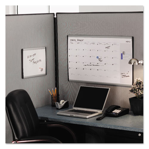 Arc Frame Cubicle Board, Magnetic Dry Erase, 14" X 11", White Surface, Satin Aluminum Frame